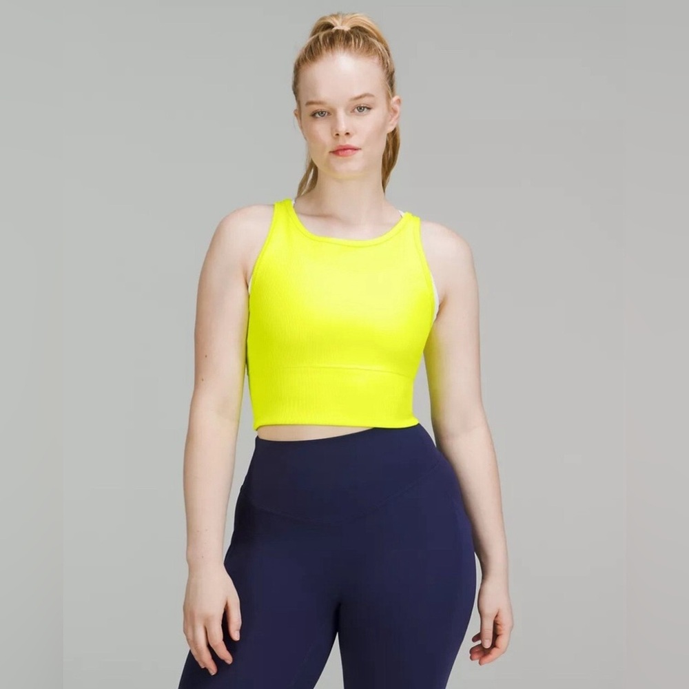 Lululemon Neon Yellow Power Pivot Reversible Ribbed Tank